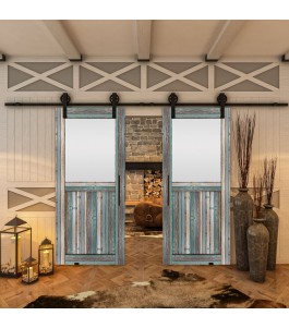 Glasschiebetür BARN-LINE - Country Bunt geplankt Model 24