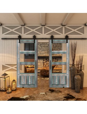 Glasschiebetür BARN-LINE - Country Bunt geplankt Model 32