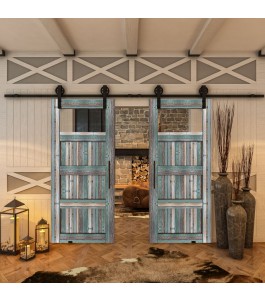 Glasschiebetür BARN-LINE - Country Bunt geplankt Model 34
