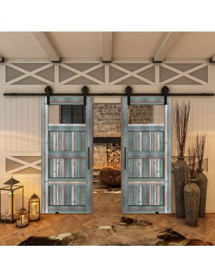 Glasschiebetür BARN-LINE - Country Bunt geplankt Model 34