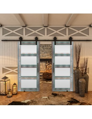 Glasschiebetür BARN-LINE - Country Bunt geplankt Model 35