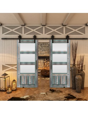 Glasschiebetür BARN-LINE - Country Bunt geplankt Model 36