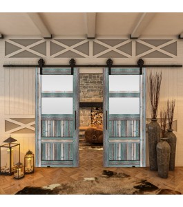 Glasschiebetür BARN-LINE - Country Bunt geplankt Model 37