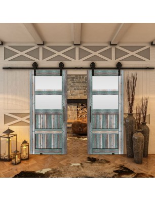 Glasschiebetür BARN-LINE - Country Bunt geplankt Model 37