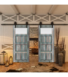 Glasschiebetür BARN-LINE - Country Bunt geplankt Model 38