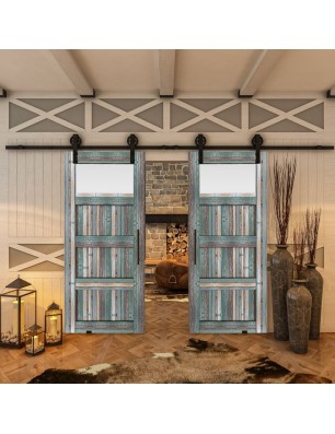 Glasschiebetür BARN-LINE - Country Bunt geplankt Model 38