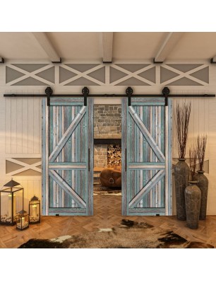 Glasschiebetür BARN-LINE - Country Bunt geplankt Model 40