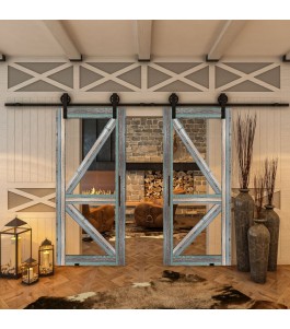 Glasschiebetür BARN-LINE - Country Bunt geplankt Model 41