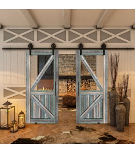 Glasschiebetür BARN-LINE - Country Bunt geplankt Model 42