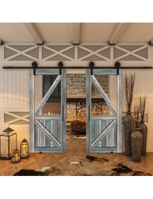 Glasschiebetür BARN-LINE - Country Bunt geplankt Model 42