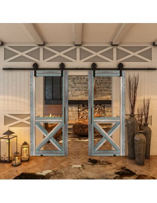 Glasschiebetür BARN-LINE - Country Bunt geplankt Model 51