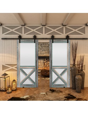 Glasschiebetür BARN-LINE - Country Bunt geplankt Model 53