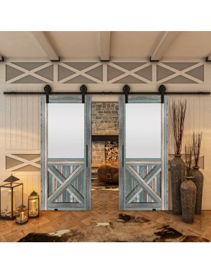 Glasschiebetür BARN-LINE - Country Bunt geplankt Model 54