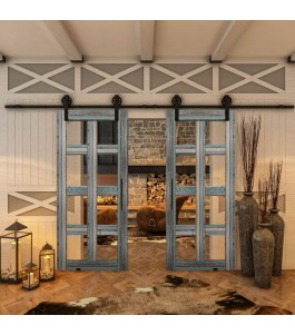 Glasschiebetür BARN-LINE - Country Bunt geplankt Model 61