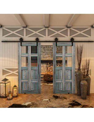 Glasschiebetür BARN-LINE - Country Bunt geplankt Model 62