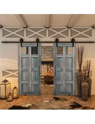 Glasschiebetür BARN-LINE - Country Bunt geplankt Model 63