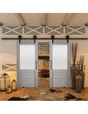 Glasschiebetür BARN-LINE - Country Graueiche Model 14