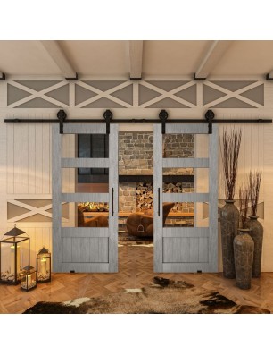 Glasschiebetür BARN-LINE - Country Graueiche Model 32