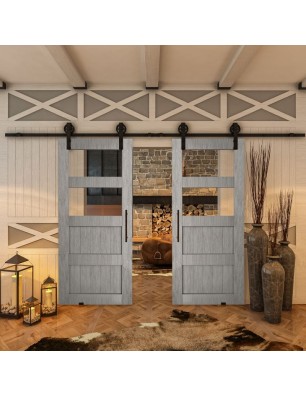 Glasschiebetür BARN-LINE - Country Graueiche Model 33