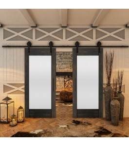 Glasschiebetür BARN-LINE - Country Schwarz gebeizt Model 13