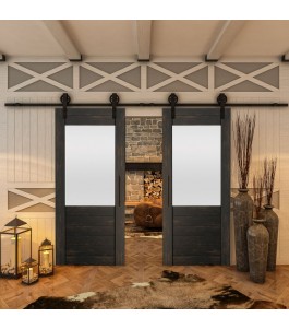 Glasschiebetür BARN-LINE - Country Schwarz gebeizt Model 14