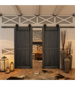 Glasschiebetür BARN-LINE - Country Schwarz gebeizt Model 20