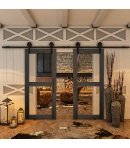 Glasschiebetür BARN-LINE - Country Schwarz gebeizt Model 22
