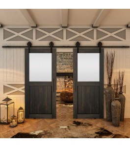 Glasschiebetür BARN-LINE - Country Schwarz gebeizt Model 23