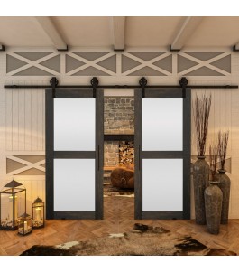Glasschiebetür BARN-LINE - Country Schwarz gebeizt Model 24