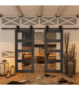 Glasschiebetür BARN-LINE - Country Schwarz gebeizt Model 31