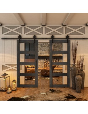 Glasschiebetür BARN-LINE - Country Schwarz gebeizt Model 31