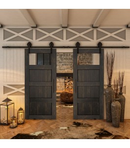 Glasschiebetür BARN-LINE - Country Schwarz gebeizt Model 34