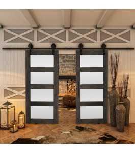 Glasschiebetür BARN-LINE - Country Schwarz gebeizt Model 35