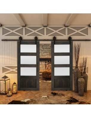 Glasschiebetür BARN-LINE - Country Schwarz gebeizt Model 36