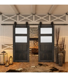Glasschiebetür BARN-LINE - Country Schwarz gebeizt Model 37