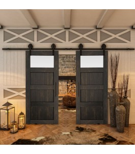 Glasschiebetür BARN-LINE - Country Schwarz gebeizt Model 38