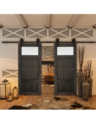 Glasschiebetür BARN-LINE - Country Schwarz gebeizt Model 38
