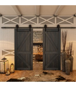 Glasschiebetür BARN-LINE - Country Schwarz gebeizt Model 40