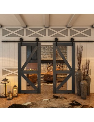 Glasschiebetür BARN-LINE - Country Schwarz gebeizt Model 41