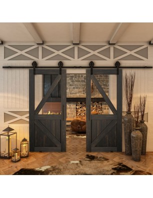Glasschiebetür BARN-LINE - Country Schwarz gebeizt Model 42