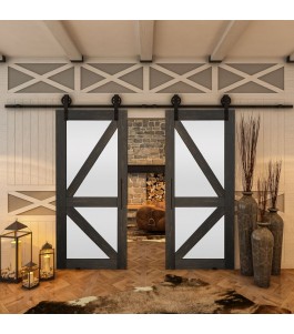 Glasschiebetür BARN-LINE - Country Schwarz gebeizt Model 43