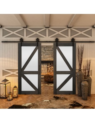 Glasschiebetür BARN-LINE - Country Schwarz gebeizt Model 43