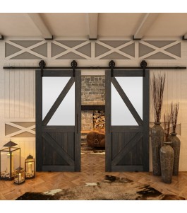 Glasschiebetür BARN-LINE - Country Schwarz gebeizt Model 44
