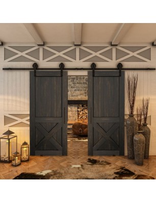 Glasschiebetür BARN-LINE - Country Schwarz gebeizt Model 50