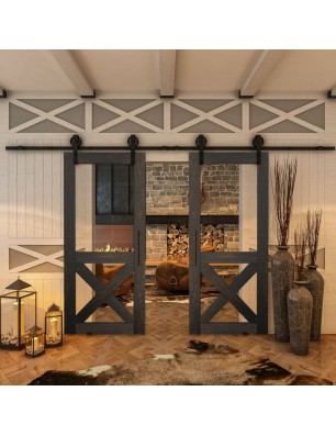 Glasschiebetür BARN-LINE - Country Schwarz gebeizt Model 51