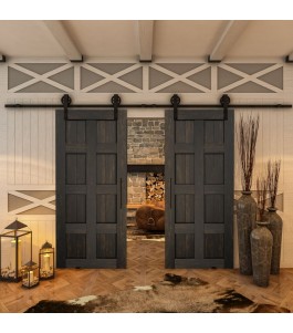 Glasschiebetür BARN-LINE - Country Schwarz gebeizt Model 60