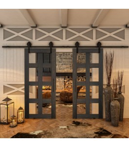 Glasschiebetür BARN-LINE - Country Schwarz gebeizt Model 61