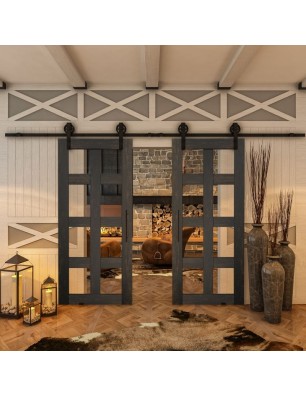 Glasschiebetür BARN-LINE - Country Schwarz gebeizt Model 61