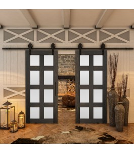 Glasschiebetür BARN-LINE - Country Schwarz gebeizt Model 64