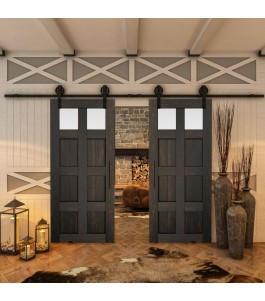 Glasschiebetür BARN-LINE - Country Schwarz gebeizt Model 66